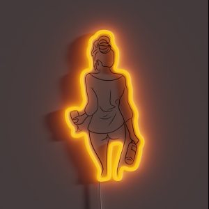 Woman With Wine Glass And Wine Bottle RGB Neon Sign