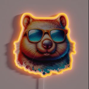Wombat Wearing Sunglasses RGB Neon Sign