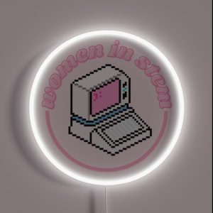 Women In STEM Science Computer Coding Computer Science Aesthetic Pastel Pink Background RGB Neon Sign