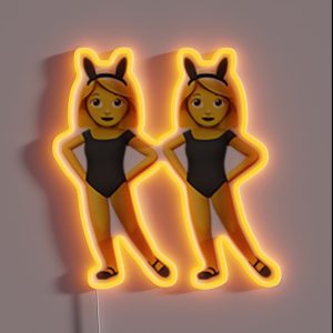 Women With Bunny Ears Partying Emoji RGB Neon Sign