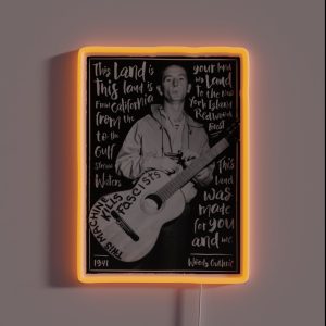 Woody Guthrie This Land Is Your Land RGB Neon Sign Woody Guthrie This Land Is Your Land RGB Neon Sign