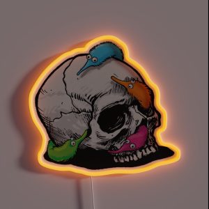 Worms On A String On A Skull RGB Neon Sign Worms On A String On A Skull RGB Neon Sign
