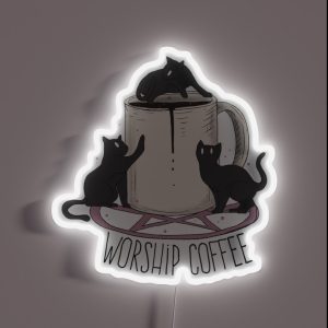 Worship Coffee Kittens RGB Neon Sign Worship Coffee Kittens RGB Neon Sign