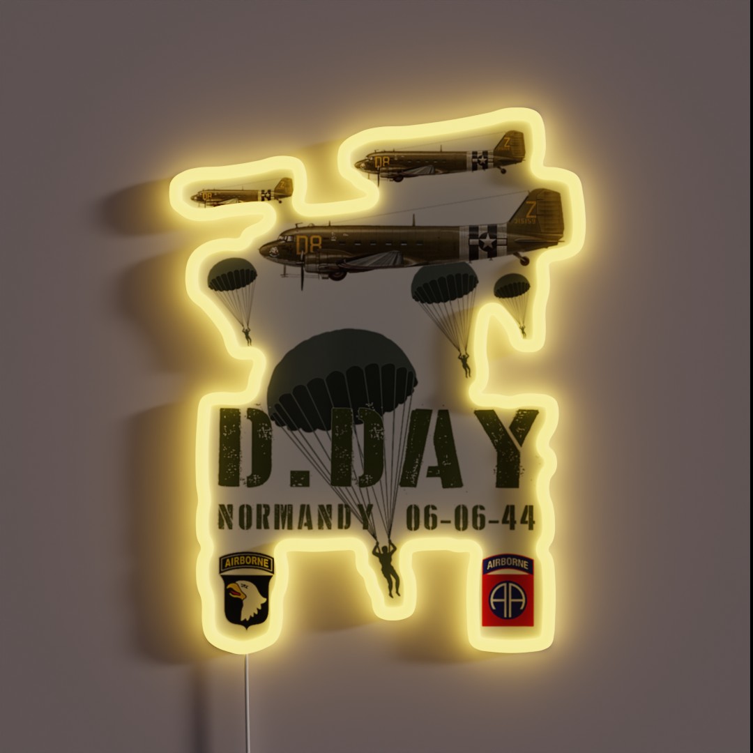 WW2 D Day Anniversary Allied Invasion Normandy RGB Neon Sign WW2 D Day Anniversary Allied Invasion Normandy RGB Neon Sign