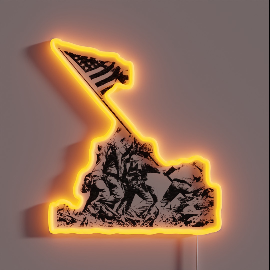 WWII Flag Raising On Iwo Jima RGB Neon Sign WWII Flag Raising On Iwo Jima RGB Neon Sign