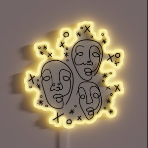XO Abstract Faces RGB Neon Sign