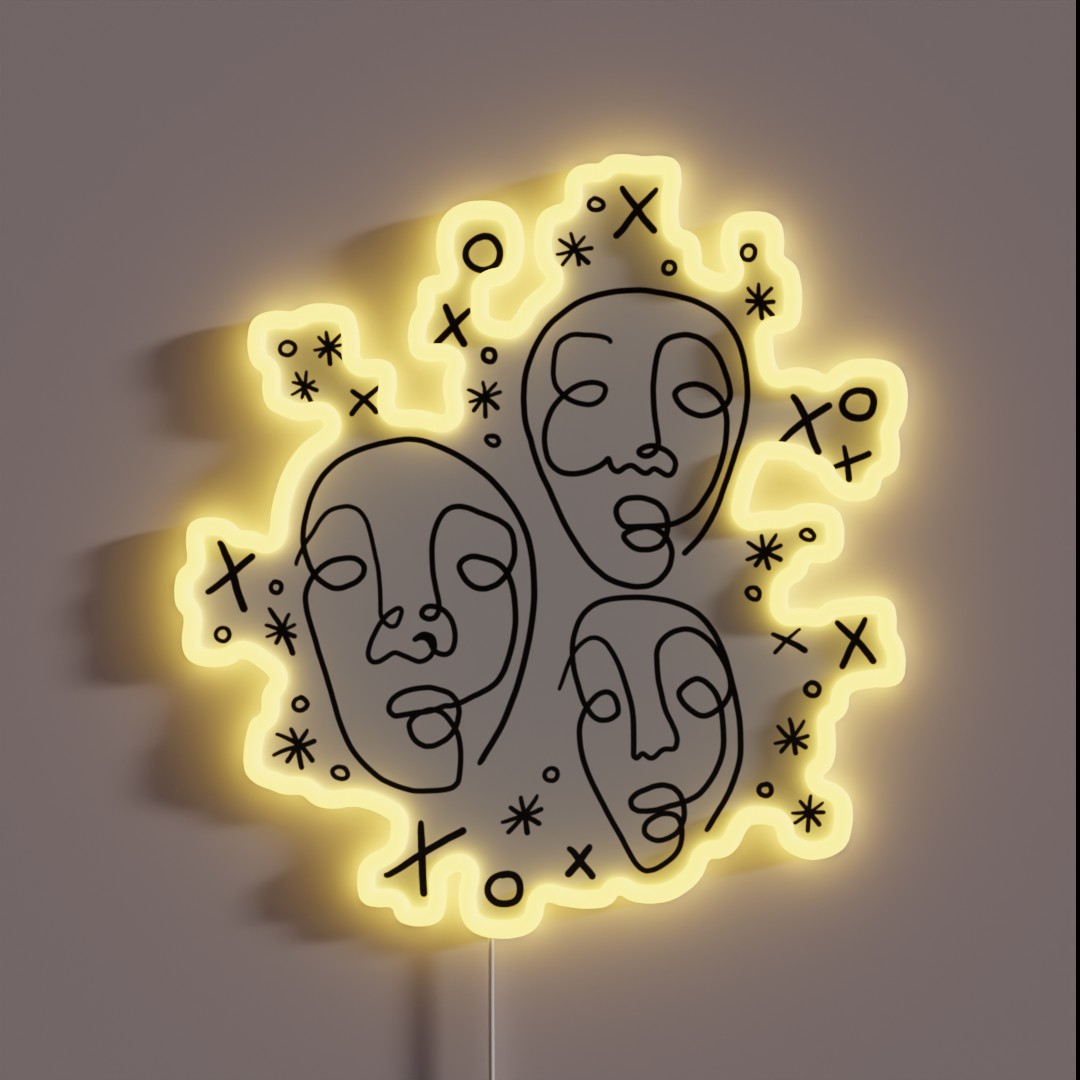 XO Abstract Faces RGB Neon Sign XO Abstract Faces RGB Neon Sign