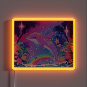 Y2K Aesthetic Dayglow Dolphin Dance RGB Neon Sign