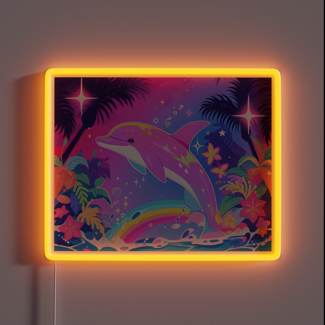 Y2K Aesthetic Dayglow Dolphin Dance RGB Neon Sign Y2K Aesthetic Dayglow Dolphin Dance RGB Neon Sign