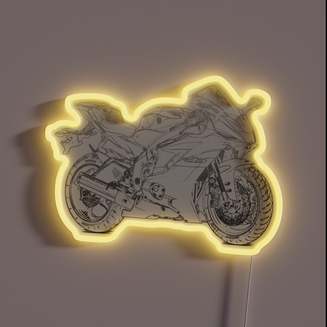 Yamaha YZF R6 Pencil Silhouette Motorcycle RGB Neon Sign Yamaha YZF R6 Pencil Silhouette Motorcycle RGB Neon Sign