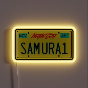 Yellow Cyberpunk Licence Plate Night City RGB Neon Sign Yellow Cyberpunk Licence Plate Night City RGB Neon Sign