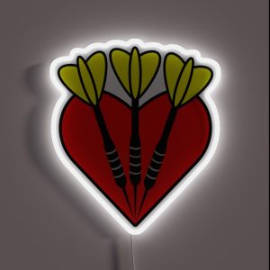 Yellow Darts In Heart RGB Neon Sign