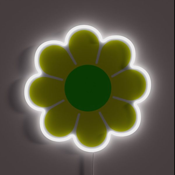 Yellow Green Hippy Flower Daisy RGB Neon Sign