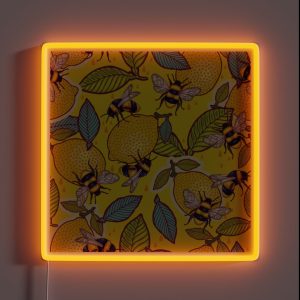 Yellow Lemon And Bee Garden RGB Neon Sign Yellow Lemon And Bee Garden RGB Neon Sign