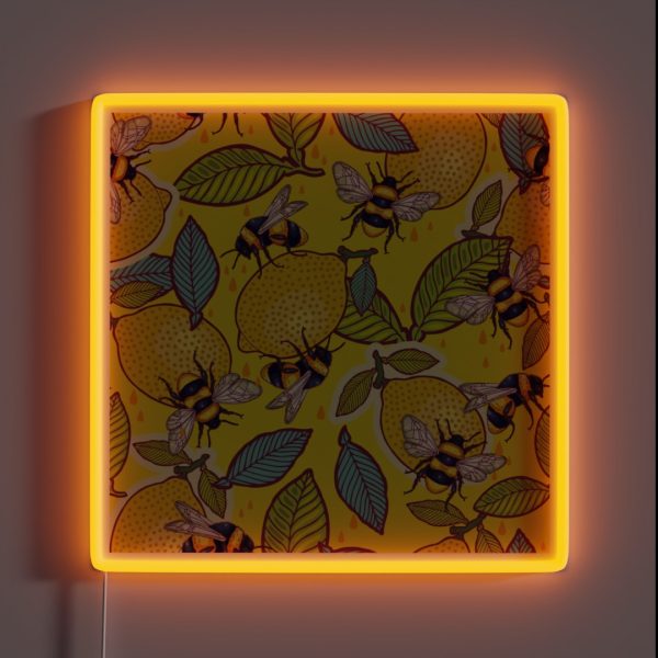 Yellow Lemon And Bee Garden RGB Neon Sign