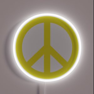 Yellow Peace Sign Symbol RGB Neon Sign