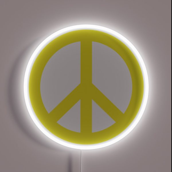 Yellow Peace Sign Symbol RGB Neon Sign