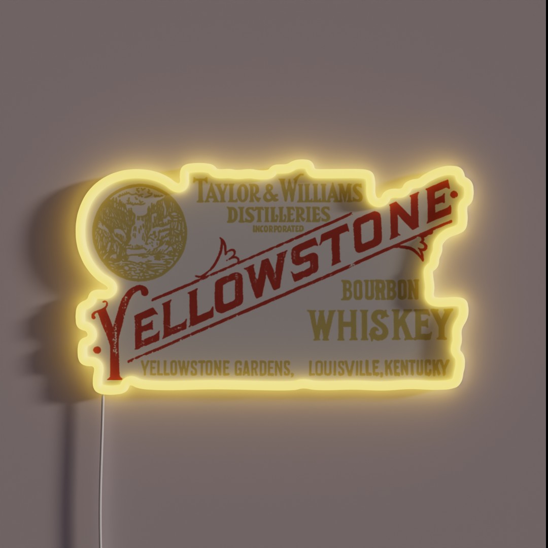 Yellowstone Bourbon Whiskey Distressed RGB Neon Sign Yellowstone Bourbon Whiskey Distressed RGB Neon Sign