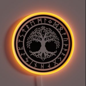 Yggdrasil Rune Circle Variant II RGB Neon Sign