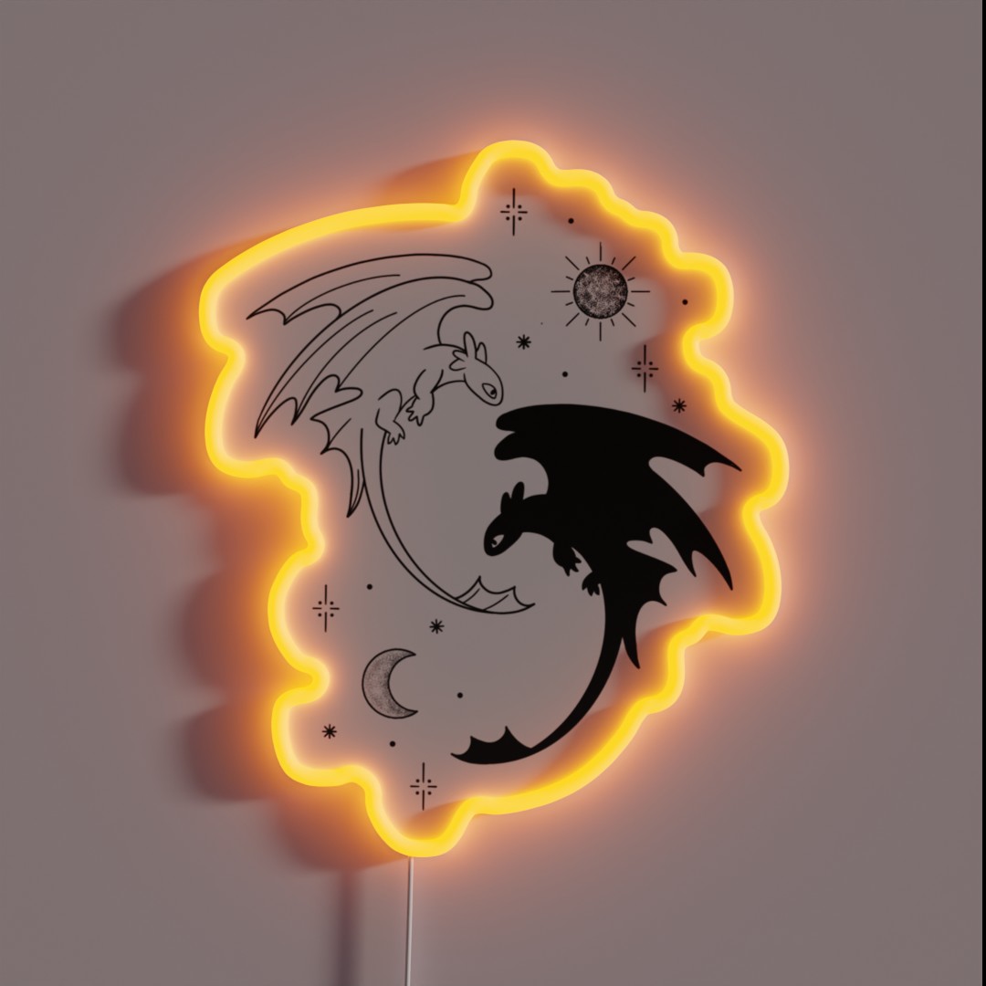Yin Yang How To Train Your Dragon Toothless RGB Neon Sign Yin Yang How To Train Your Dragon Toothless RGB Neon Sign