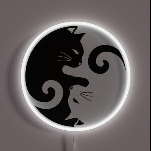 Ying Yang Cats Black And White RGB Neon Sign