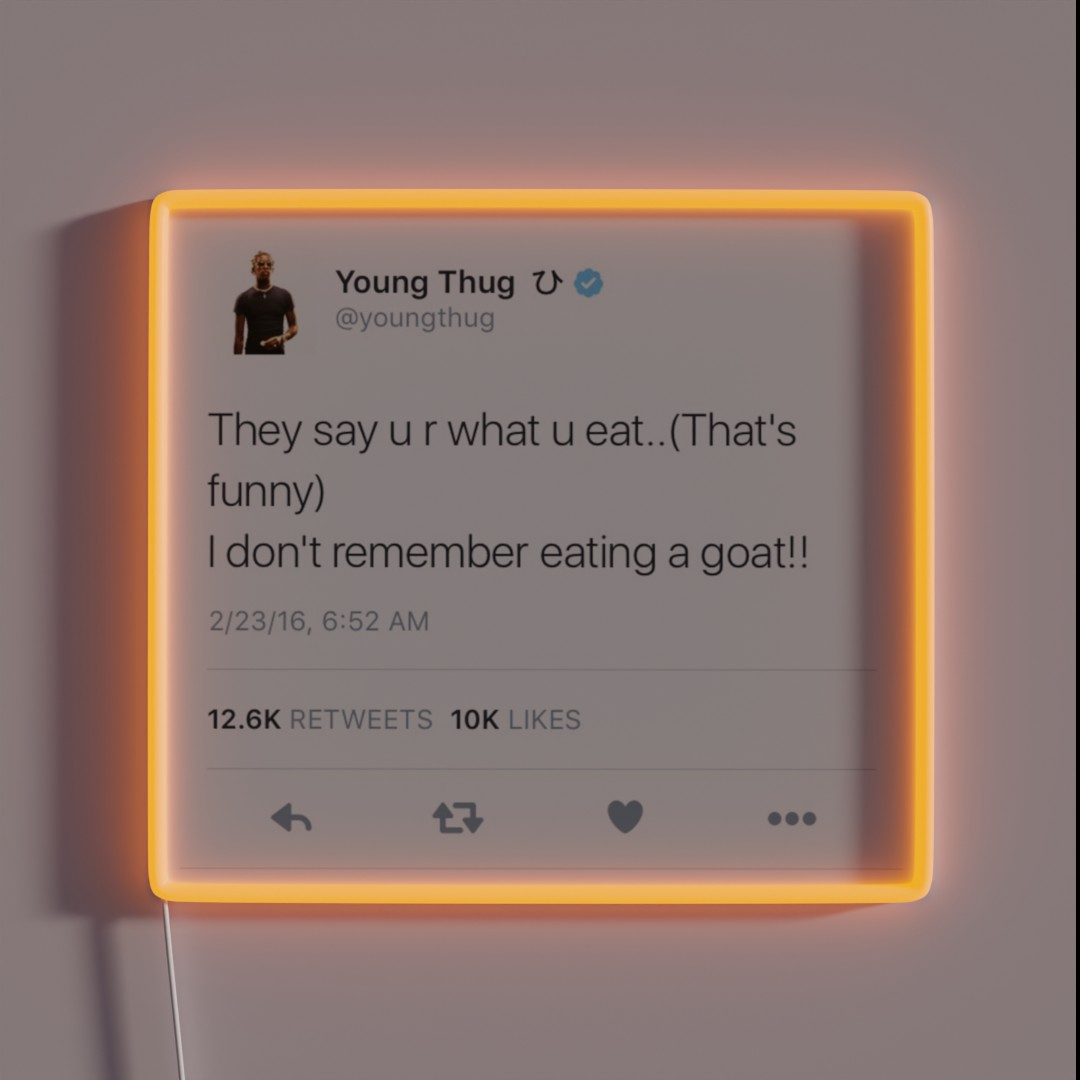 Young Thug GOAT Tweet RGB Neon Sign Young Thug GOAT Tweet RGB Neon Sign