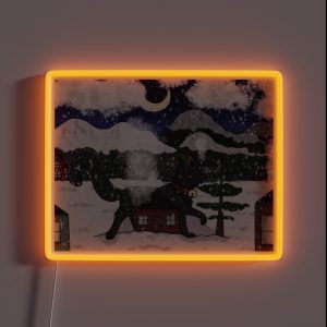 Yule Cat Christmas Card RGB Neon Sign
