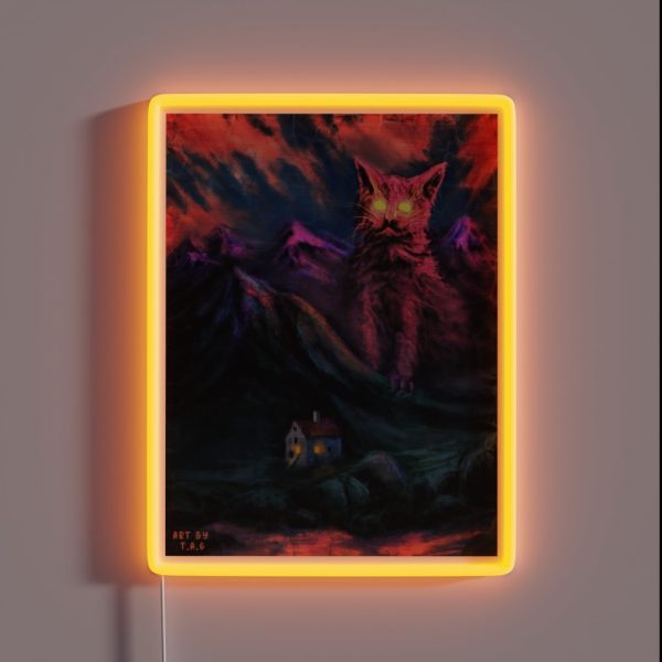 Yule Cat Christmas Folklore Fantasy Digital RGB Neon Sign