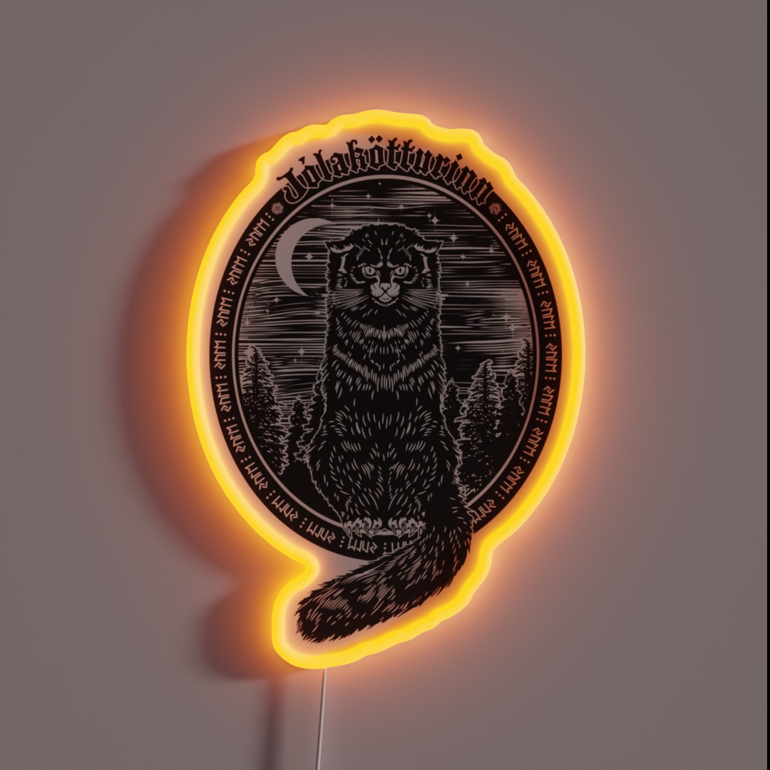 Yule Cat Of Iceland Jolakotturinn Icelandic RGB Neon Sign Yule Cat Of Iceland Jolakotturinn Icelandic RGB Neon Sign