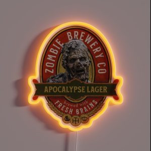 Zombie Apocalypse Beer Label Halloween Zombie Brewery Co RGB Neon Sign
