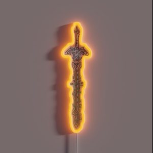 Zonai Gradient Sword Geoglyph Black Background Totk RGB Neon Sign Zonai Gradient Sword Geoglyph Black Background Totk RGB Neon Sign